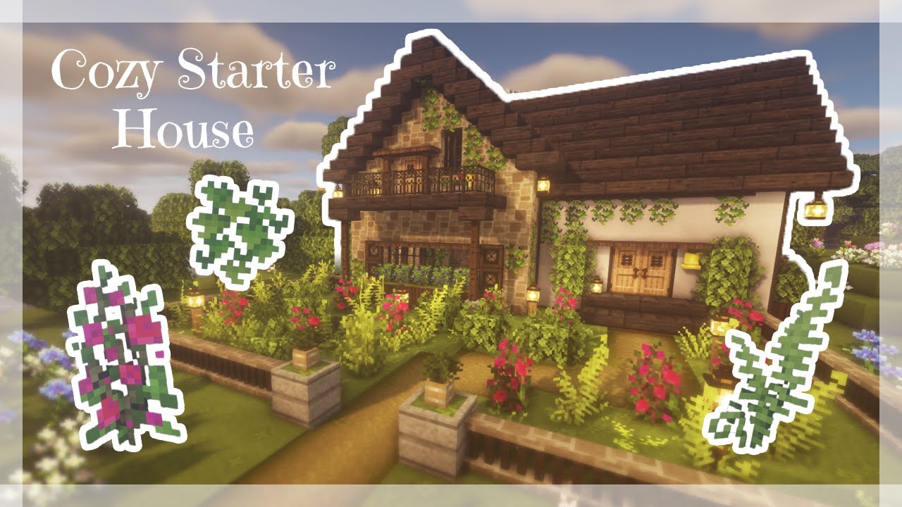 [Minecraft] 🌿Cozy Starter House Tutorial / Cottagecore / Mizuno's 16 Craft Resource Pack