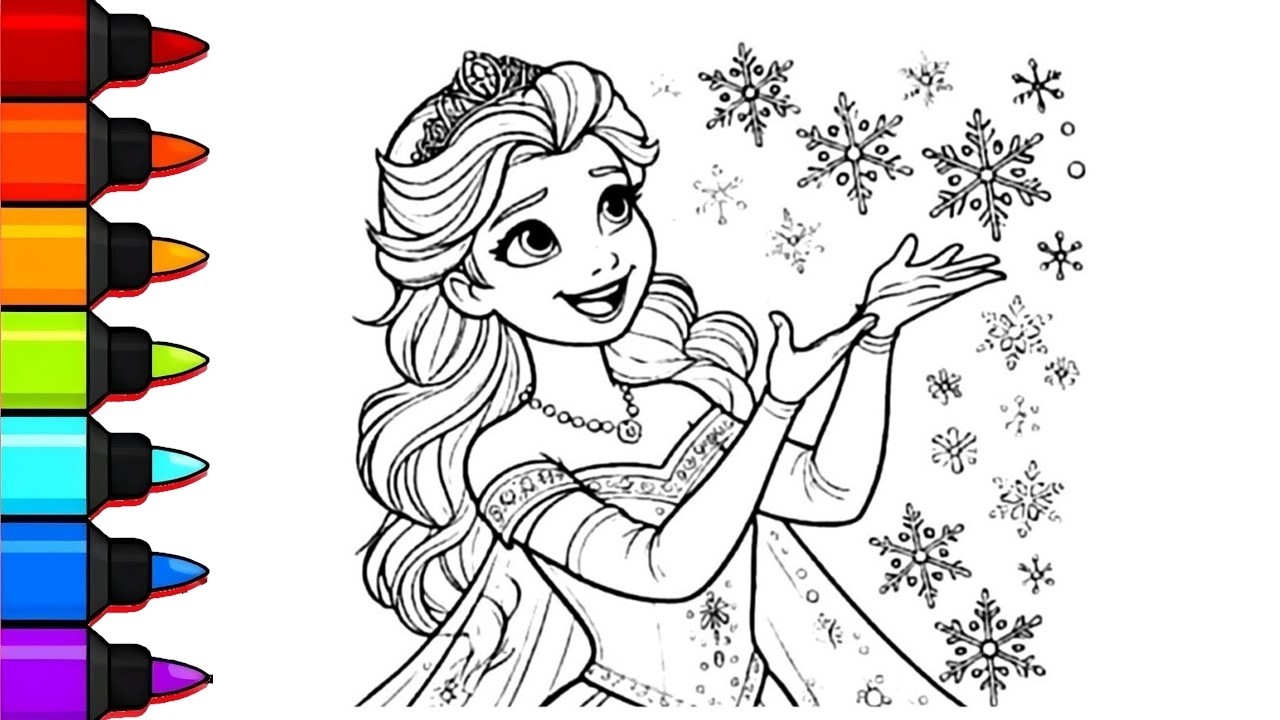 How To Draw Elsa Drawing, panting And Coloring For kids And Toddlers | Let's Draw Together