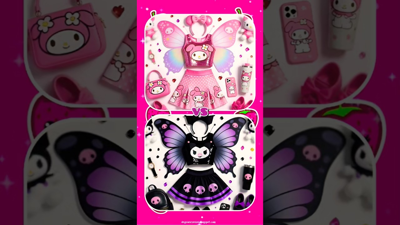 Mymelody 🩷 Vs Kuromi 💜 Lisa and Lena 💕 #lisaandlena #kuromi #mymelody #pink #purple #tiktok #shorts