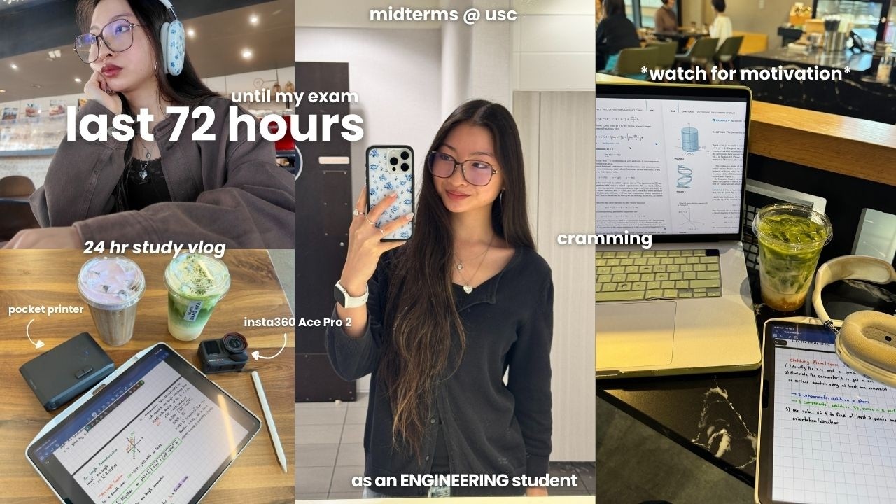 midterm study vlog @ usc 📝| 24 hr study vlog, uni days, engineering exam