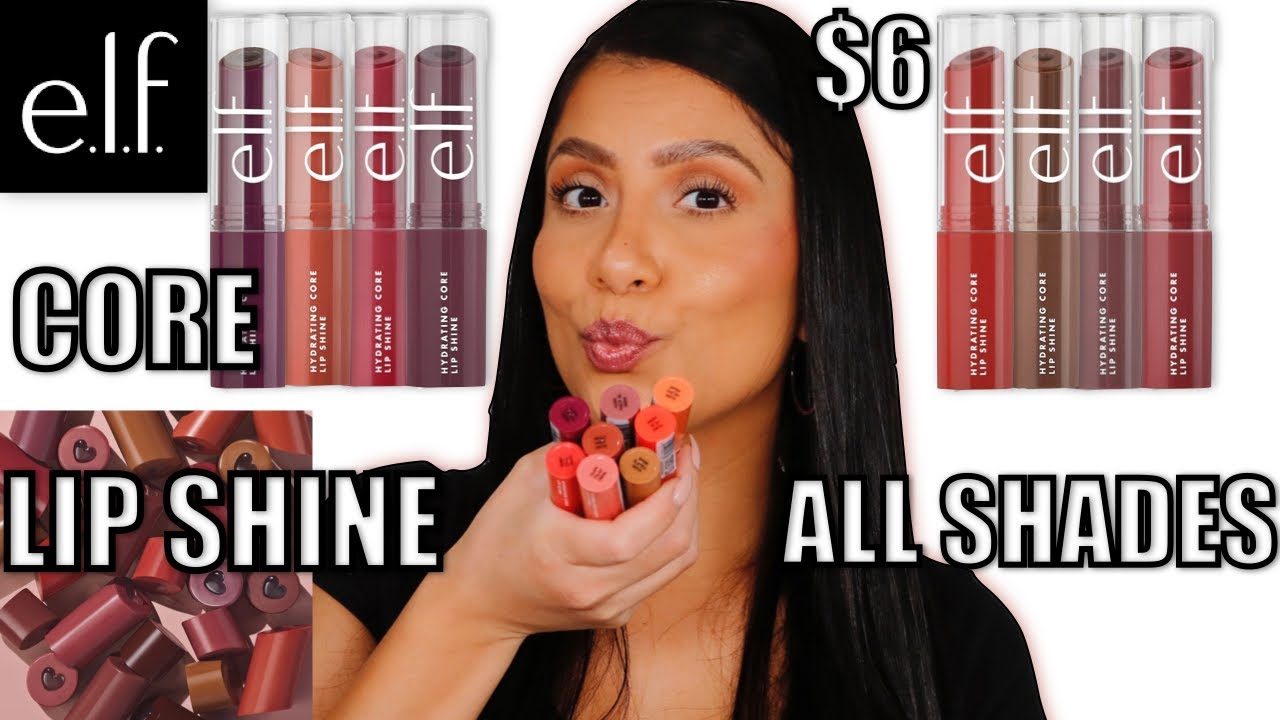 *NEW* E.L.F HYDRATING CORE LIP SHINE + SUNLIGHT LIP SWATCHES *all 8 shades* | MagdalineJanet