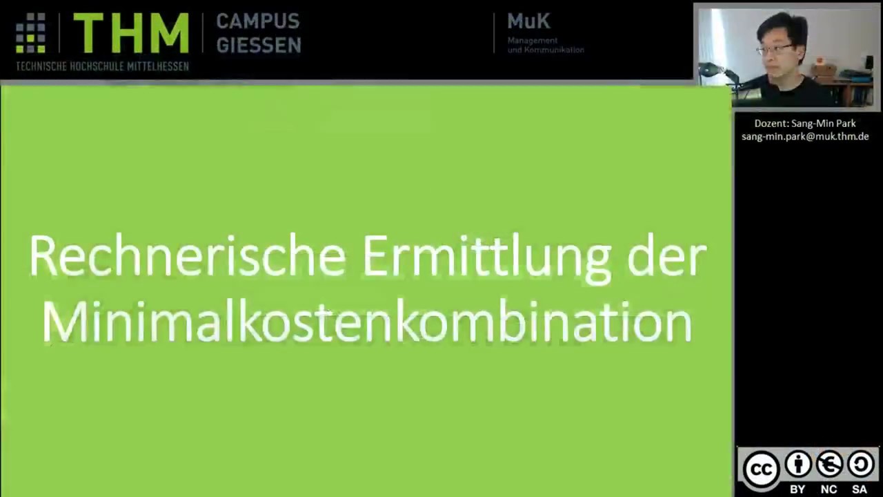 Rechnerische Ermittlung der Minimalkostenkombination