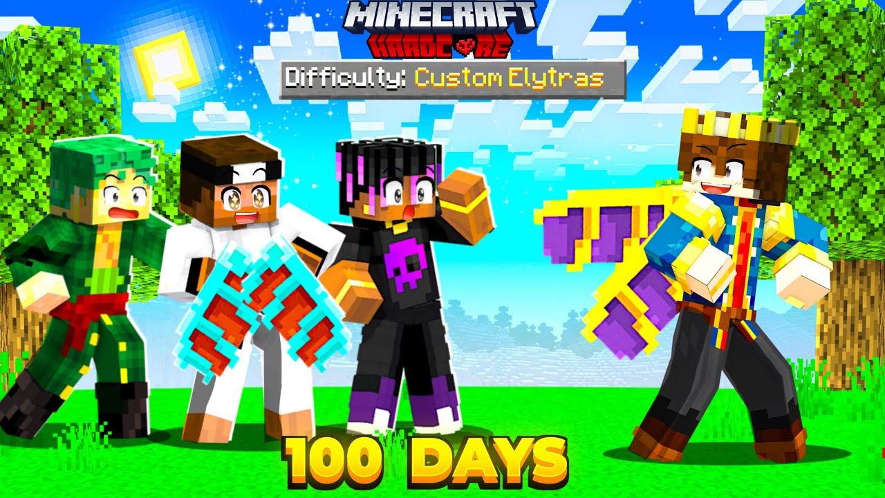 100 Days But YOU CAN MAKE CUSTOM ELYTRA In Hardcore Minecraft 😰