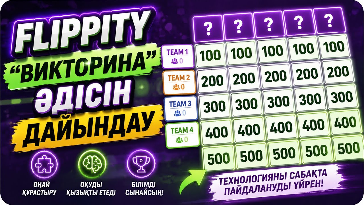 ТИІМДІ ӘДІС-ТӘСІЛДЕР | “ВИКТОРИНА” құрастыру | FLIPPITY платформасы | САБАҚТА ҚОЛДАНАТЫН ӘДІСТЕР