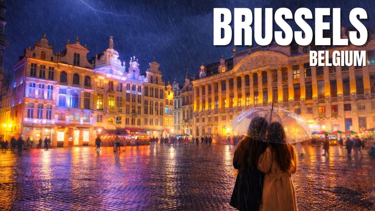 Brussels, Belgium 🇧🇪 The Capital of Europe, Rainy Walking Tour | Stunning Streets & City Vibes [4K]