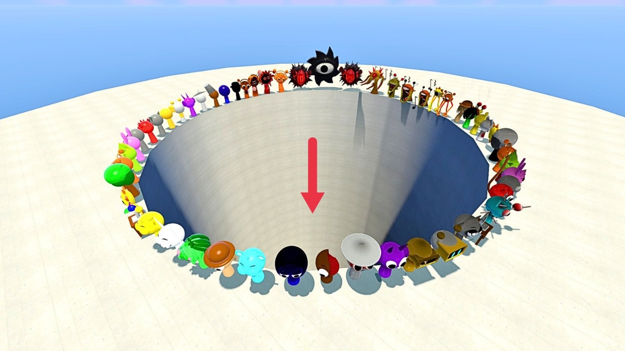 SPARTAN Kicks Every Sprunki Character into the Giant Bottomless Pit! | Garry's Mod