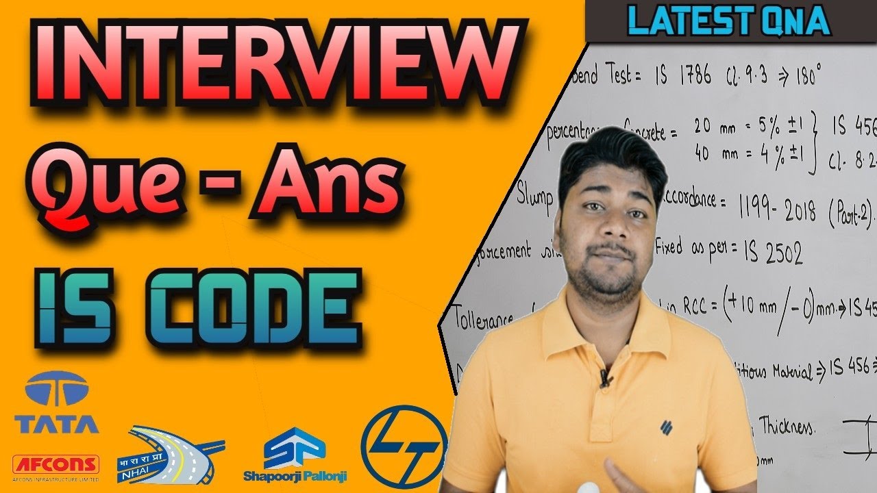 Basic Interview Que Ans from IS Code of Civil Engineering | Learning Civil Technology