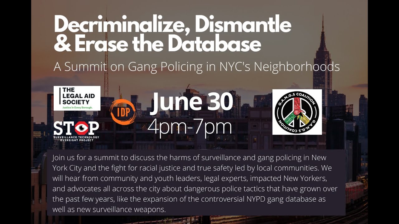 Decriminalize, Dismantle & Erase the Database: A Summit on Gang Policing in NYC's Neighborhoods