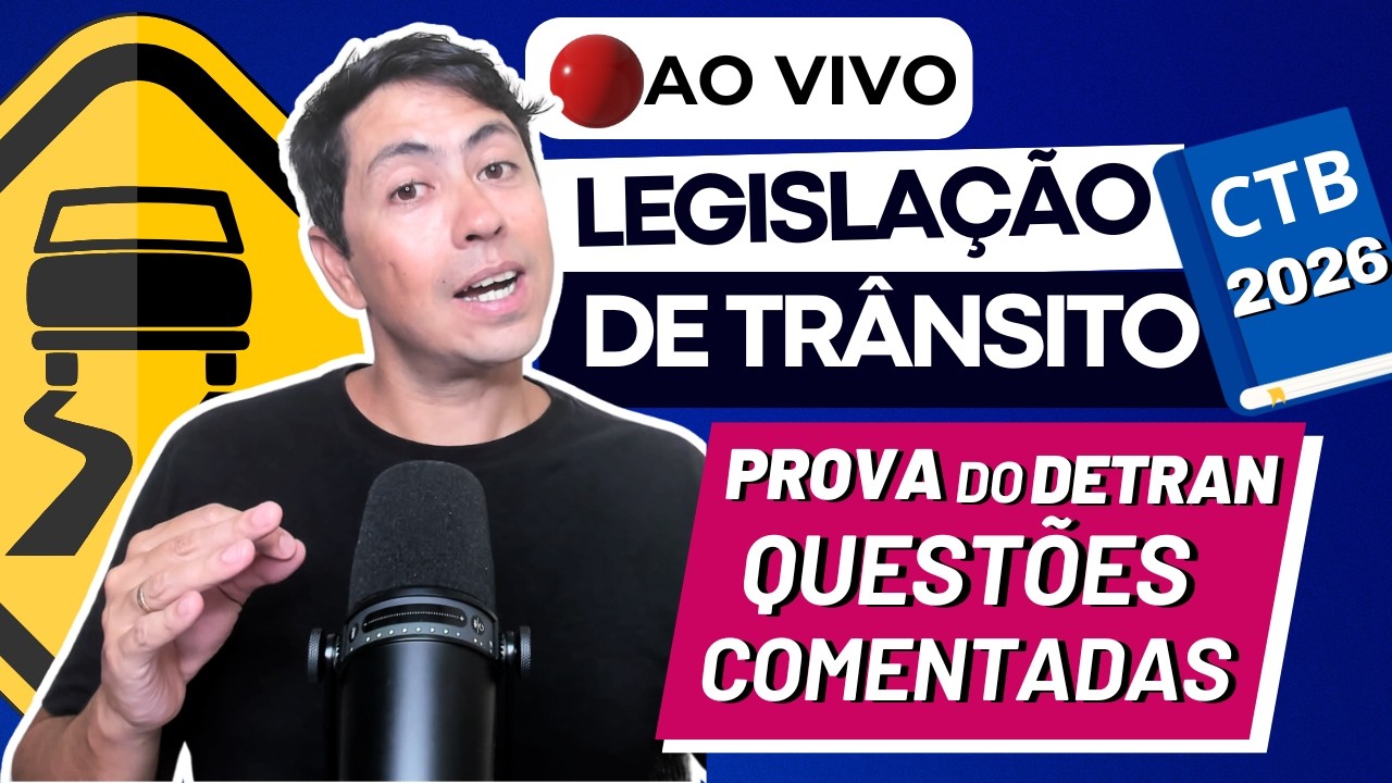 [🔴LIVE 15h] PROVA DETRAN 2026 - Tudo Sobre LEGISLAÇÃO DE TRÂNSITO + CNH DO BRASIL #5