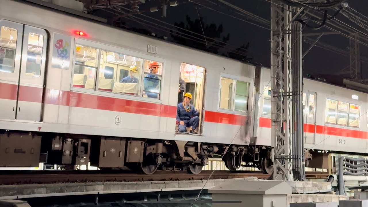 【阪神電車】11月7日17時53分頃、武庫川駅で山陽姫路行直通特急と電動車椅子の男性が接触する人身事故が発生。車椅子のバッテリーが発火。山陽5000系5014F（4K HDR 60fps）