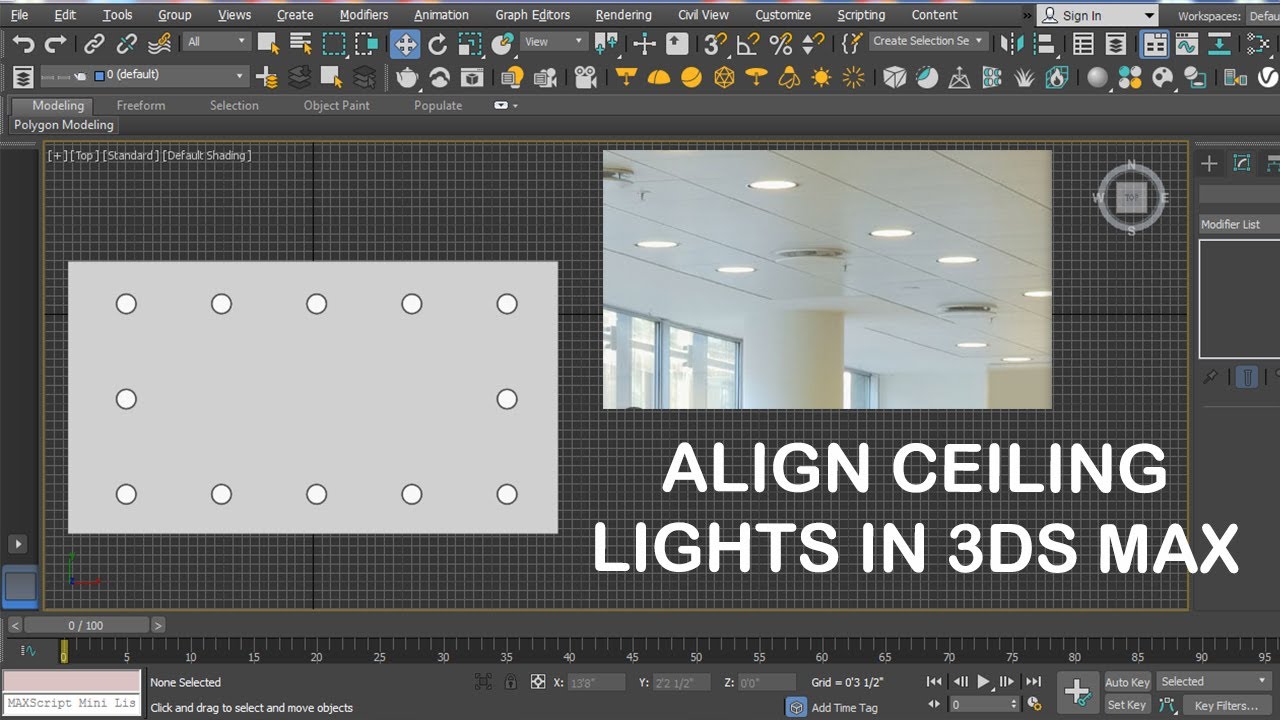 Align Ceiling Lights in 3ds Max