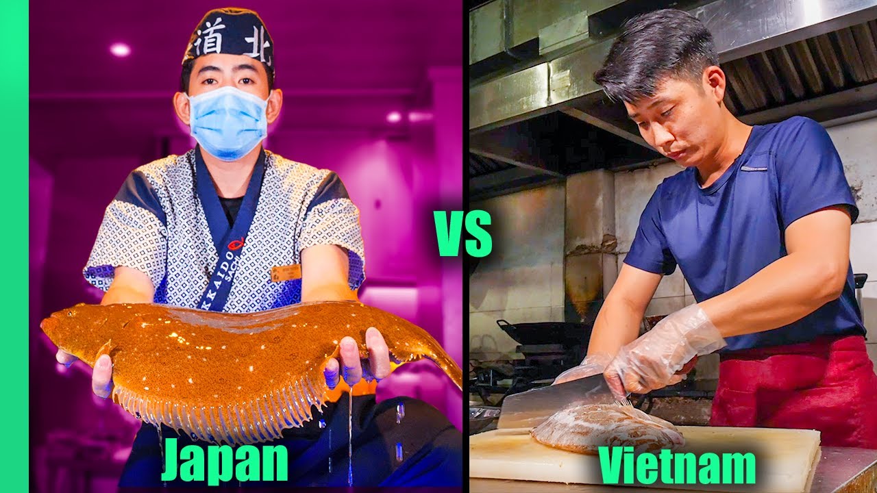 Bizarre FLATFISH Challenge!!! | JAPANESE CHEF Vs VIETNAMESE CHEF