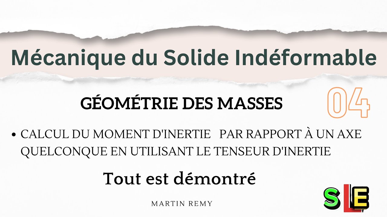 MOMENT D'INERTIE PAR RAPPORT À UN AXE QUELCONQUE (Utilisation du Tenseur d'inertie)