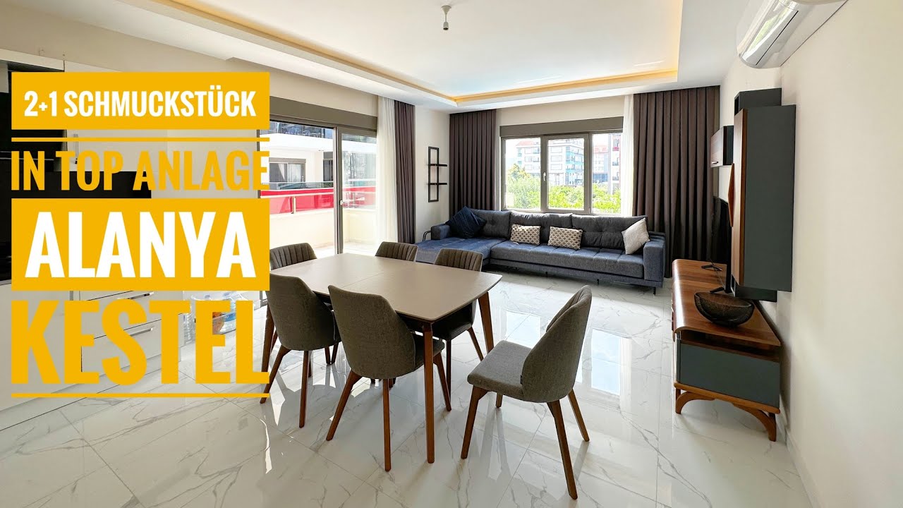 ALANYA KESTEL / 2+1 Schmuckstück mit top Einrichtung in Bestlage nur 70m vom Strand