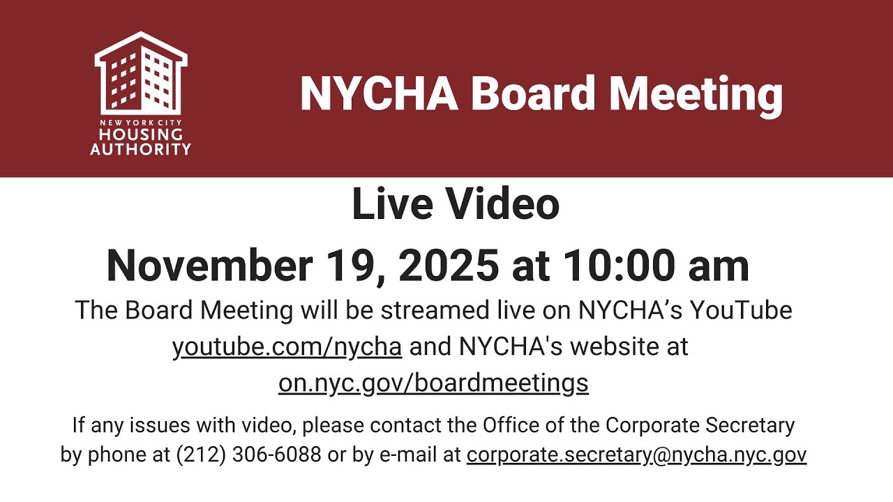 New York City Housing Authority Board Meeting  - November 19, 2025 at 10:00am