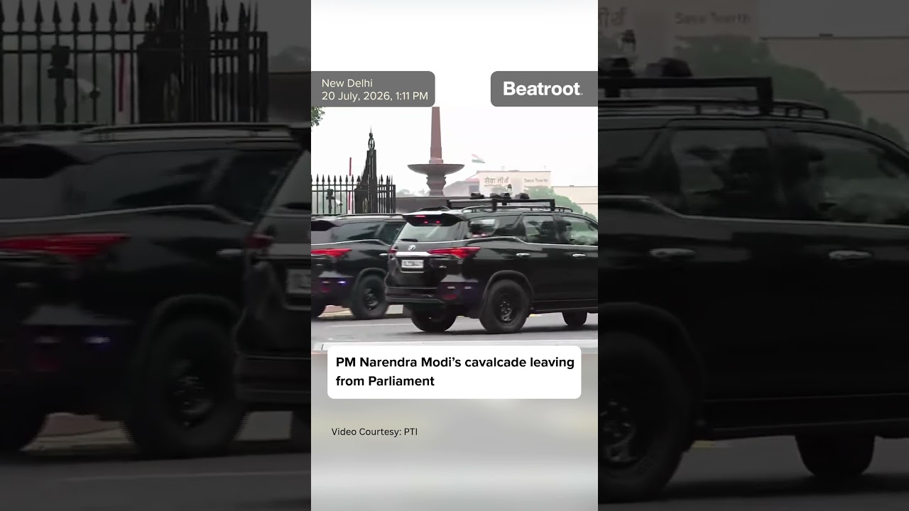 PM Narendra Modi&rsquo;s cavalcade leaving from Parliament #shorts