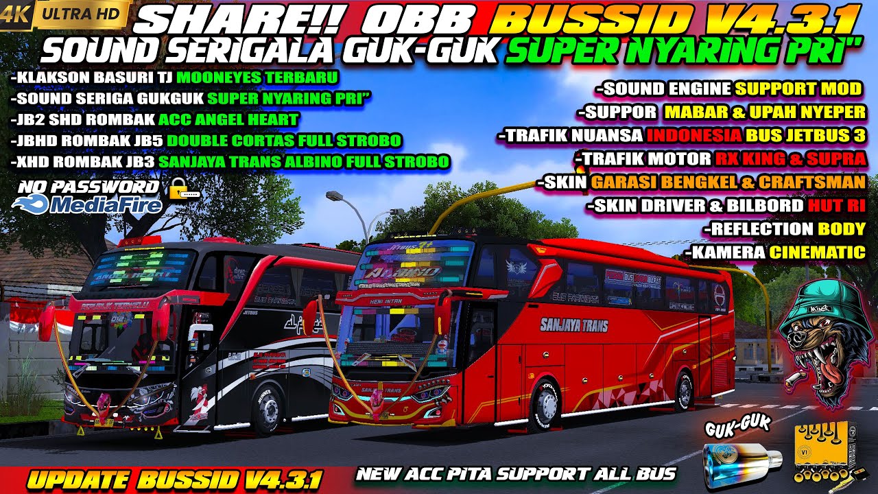 UPDATE BUSSID V4.3.1!! OBB BUSSID V4.3.1 TERBARU SOUND HINO RK8 JET DARAT SUOSS PRI PRI SUPER HD 4K