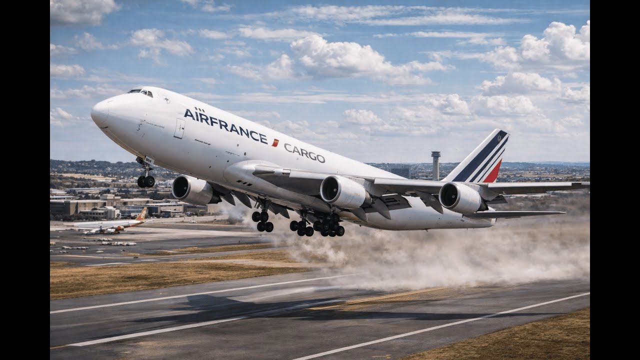 Terrifying Short Runway Challenge! Air France Cargo B747-8 Takes Off at San Andrés Airport! -4K