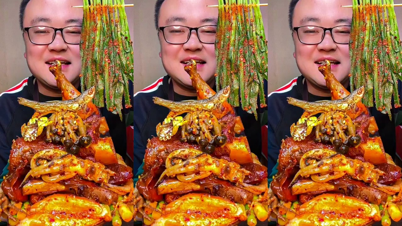 Rural ASMR – Enjoy Eating Braised Pork and Squid | Spicy Food Eating Show Really Delicious🦑🍖
