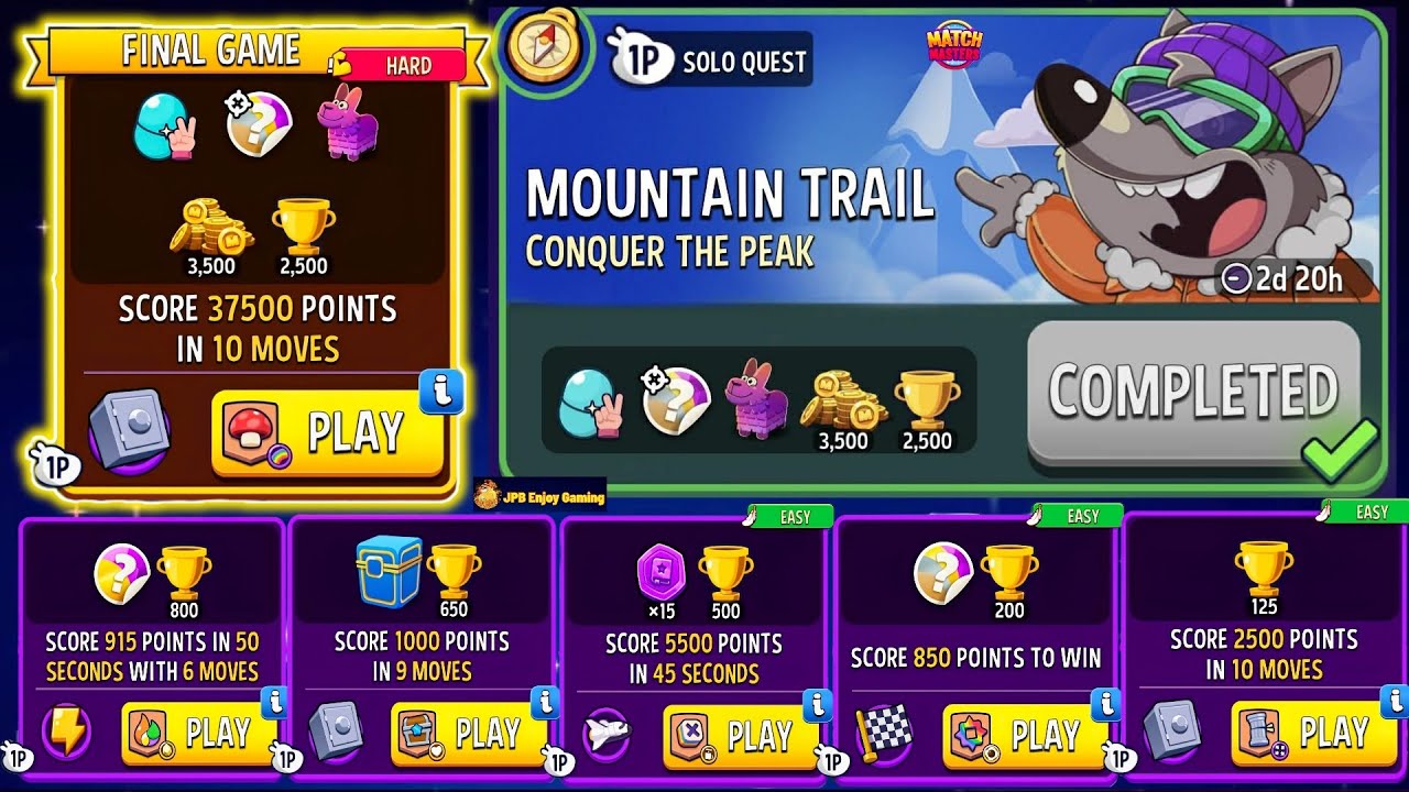 FULL~SOLO QUEST~Mountain Trail/ 6 SOLO/ Multiplier Mushrooms/ Hot Color/Plunder Pirates/Color Climb