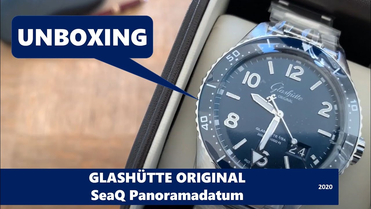 UNBOXING Glashütte SeaQ Panoramadatum, blau