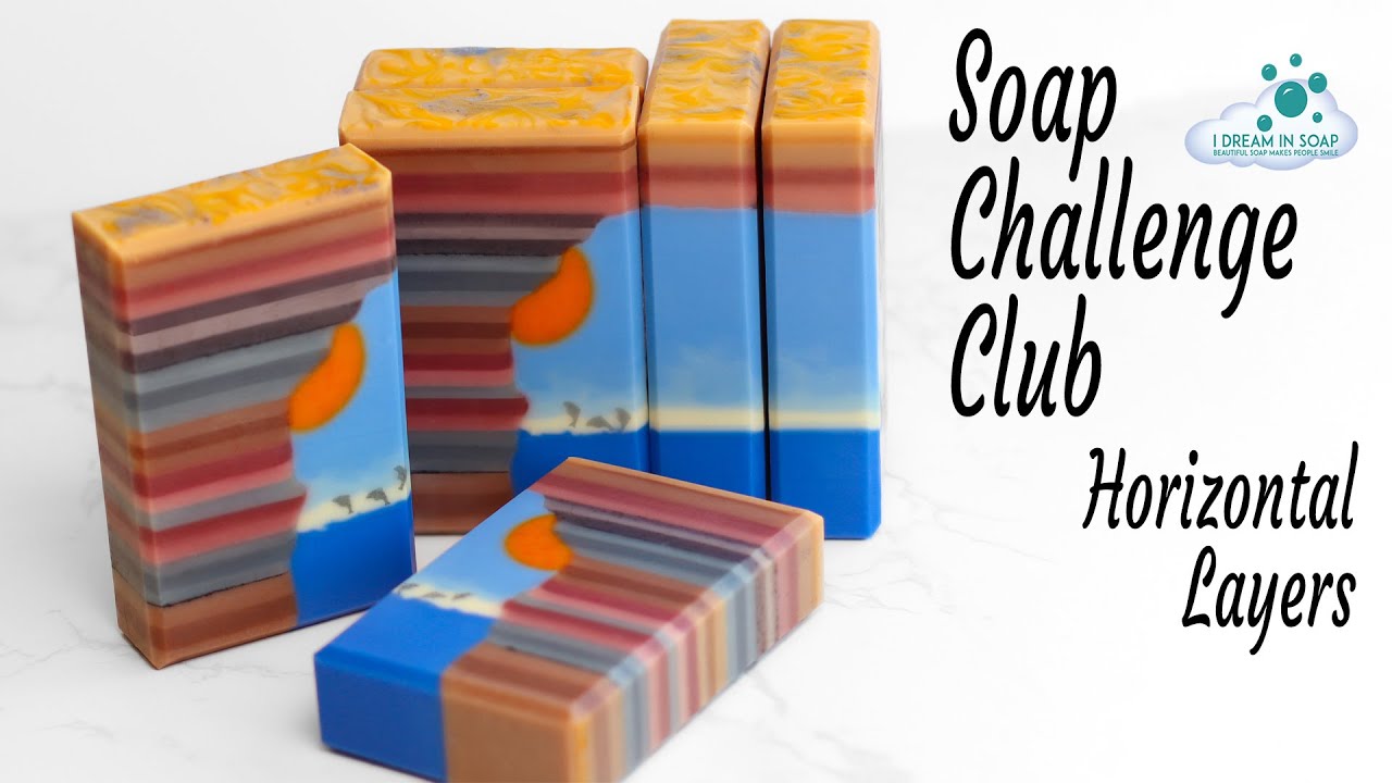 Cold process soap making, Soap Challenge Club 2023, horizontal straight layers