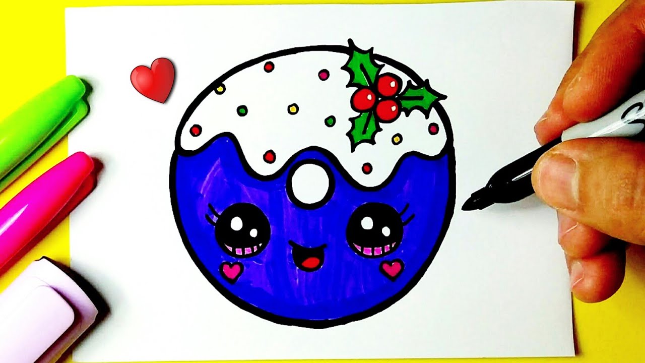 Como desenhar Cookie de Natal fofo ❤ Desenhos Kawaii - Desenho para Desenhar