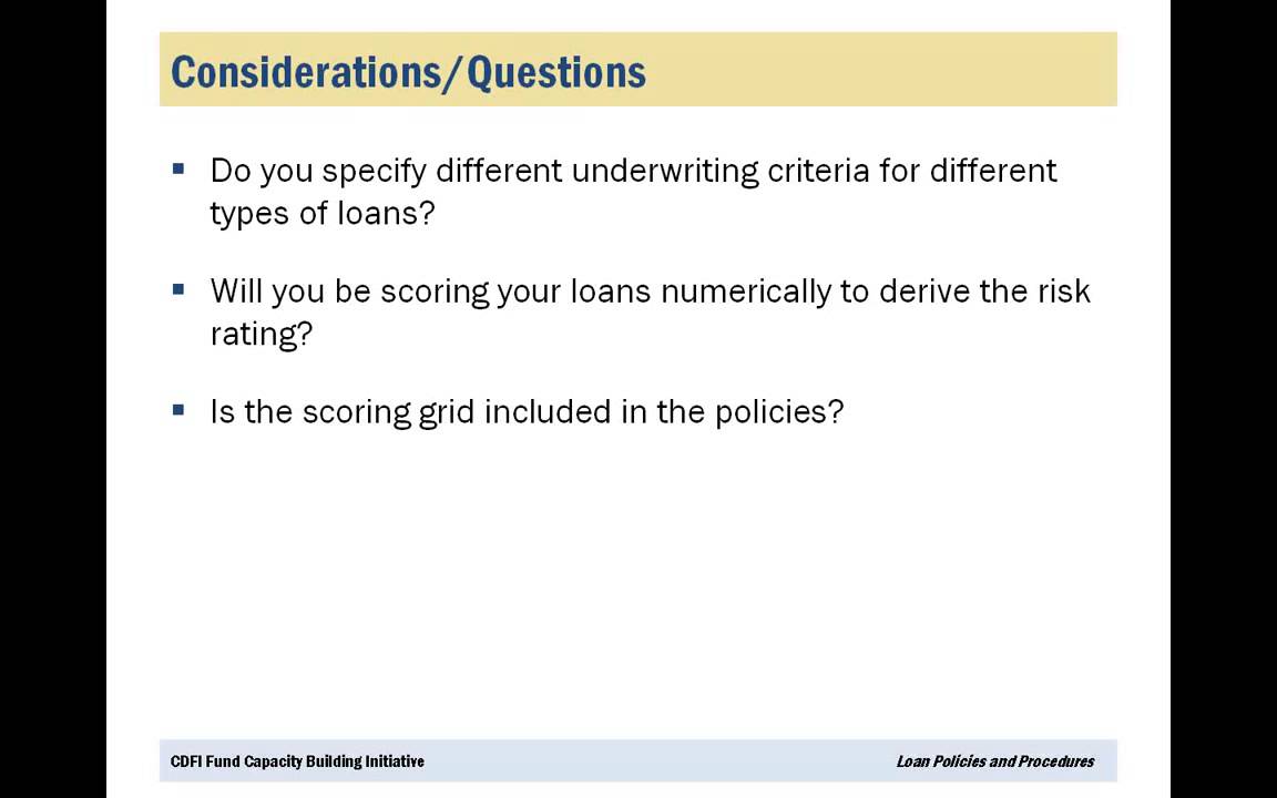 Loan Policies and Procedures