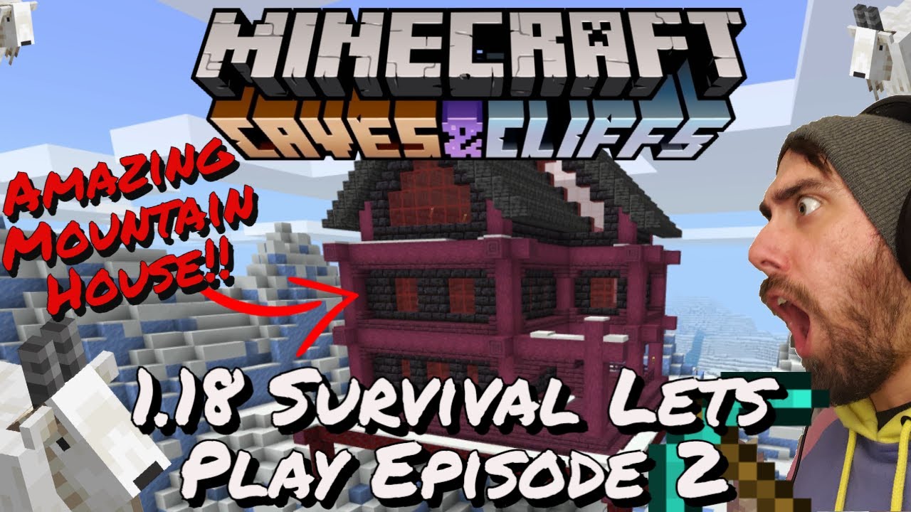 How to Build a Mountain Starter Home Minecraft 1.18 l House Tutorial Bedrock Survival Lets Play Ep 2
