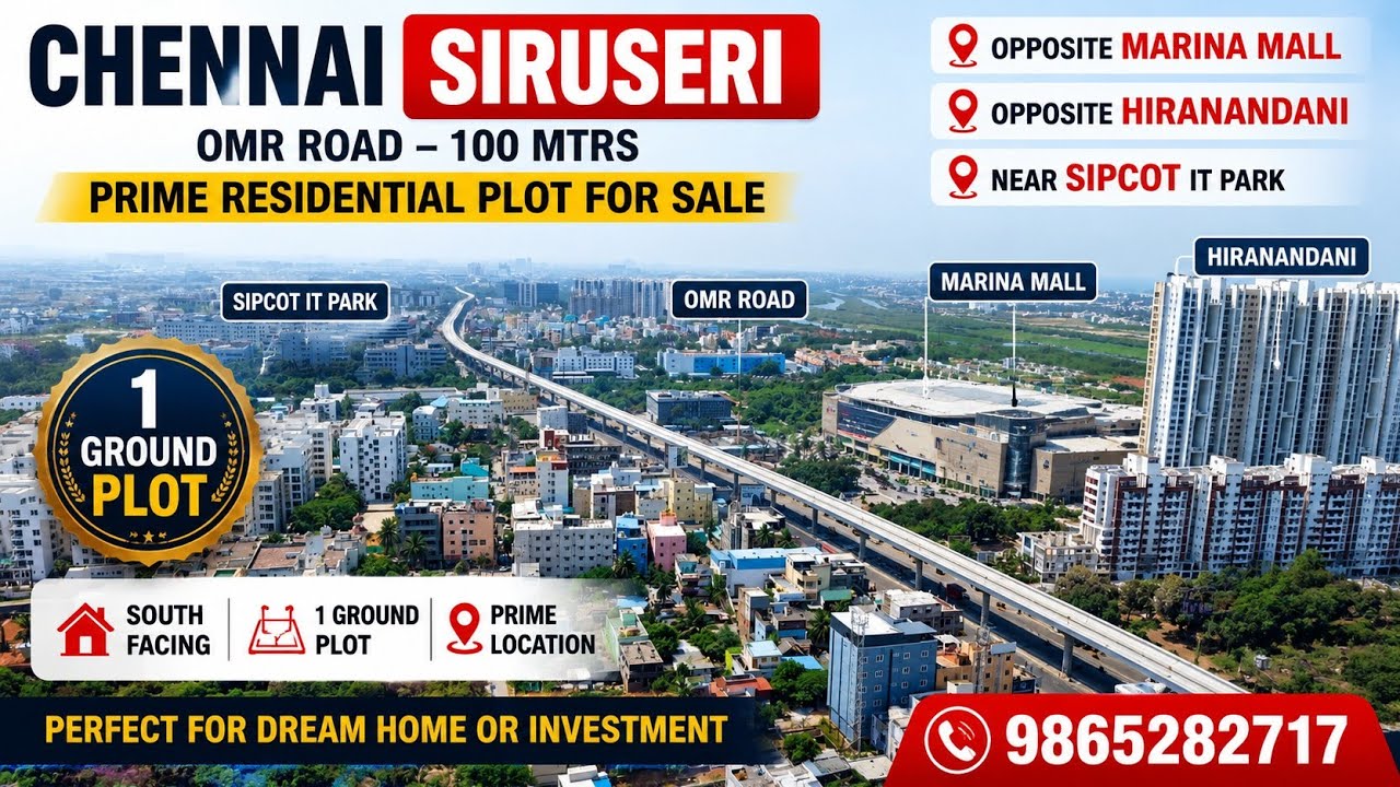 ID 1716🏠1 Ground OMR Prime Plot for Sale in Chennai Navalur🏠Siruseri IT Park🏠Marina Mall/Hiranand...