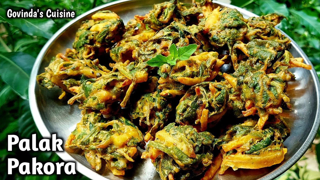 पालक पकौड़ा Crispy Palak Pakora || Kolhapuri Palak Pakoda || Krishna's Cuisine #palakpakode