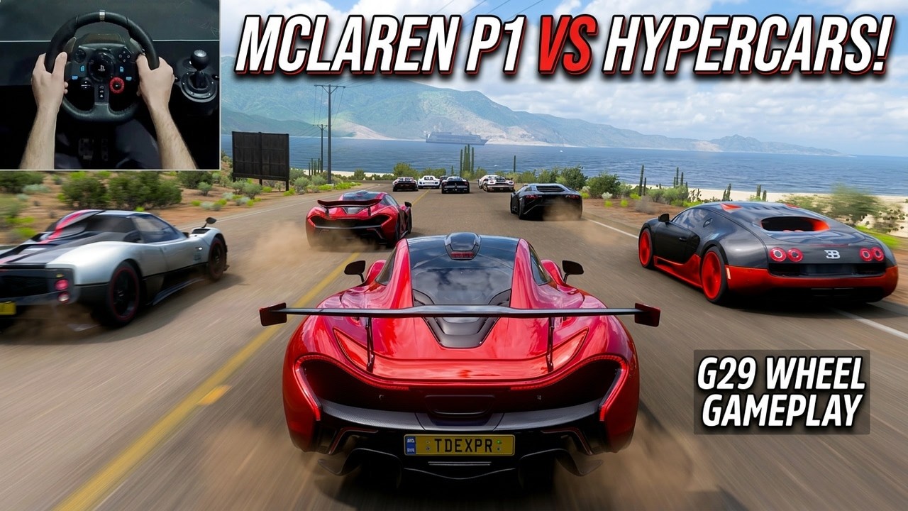 Mclaren P1 VS HyperCars - forza horizon5 | logitech g29 steering wheel gameplay