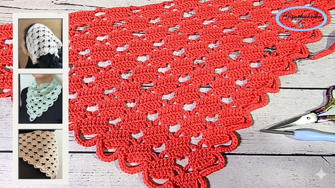 ❤️ BANDANA AMOR ❤️ FÁCIL Tejida a Crochet o Ganchillo Tutorial DIY PASO A PASO