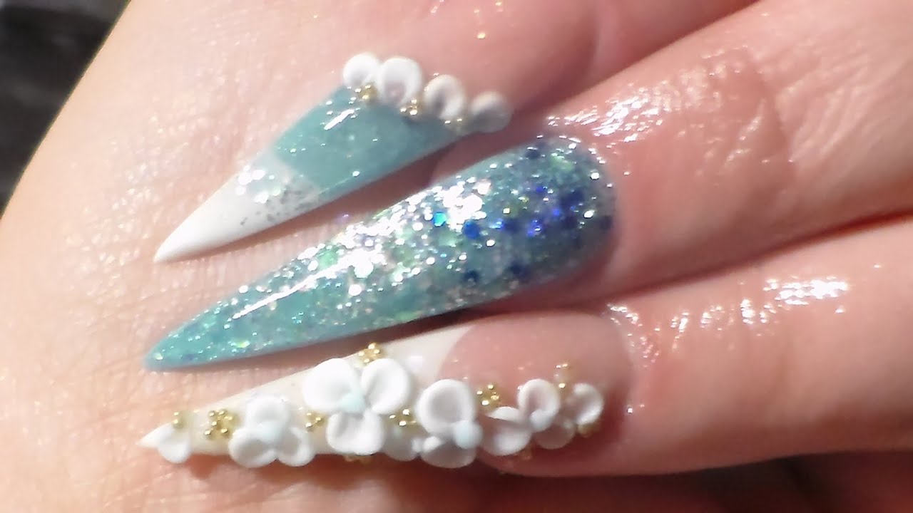 Acrylic Nails | Winter Design | Ice Queen