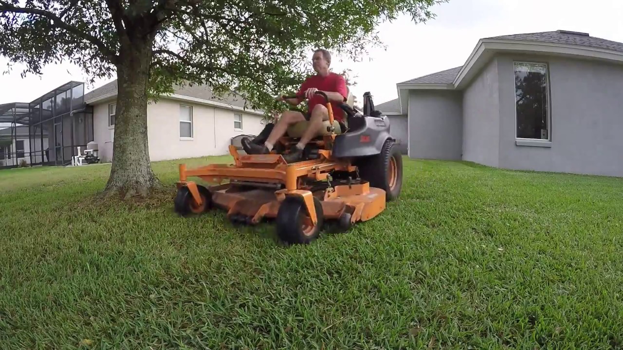 Mowing on an slant + mowing a whole yard in real time.