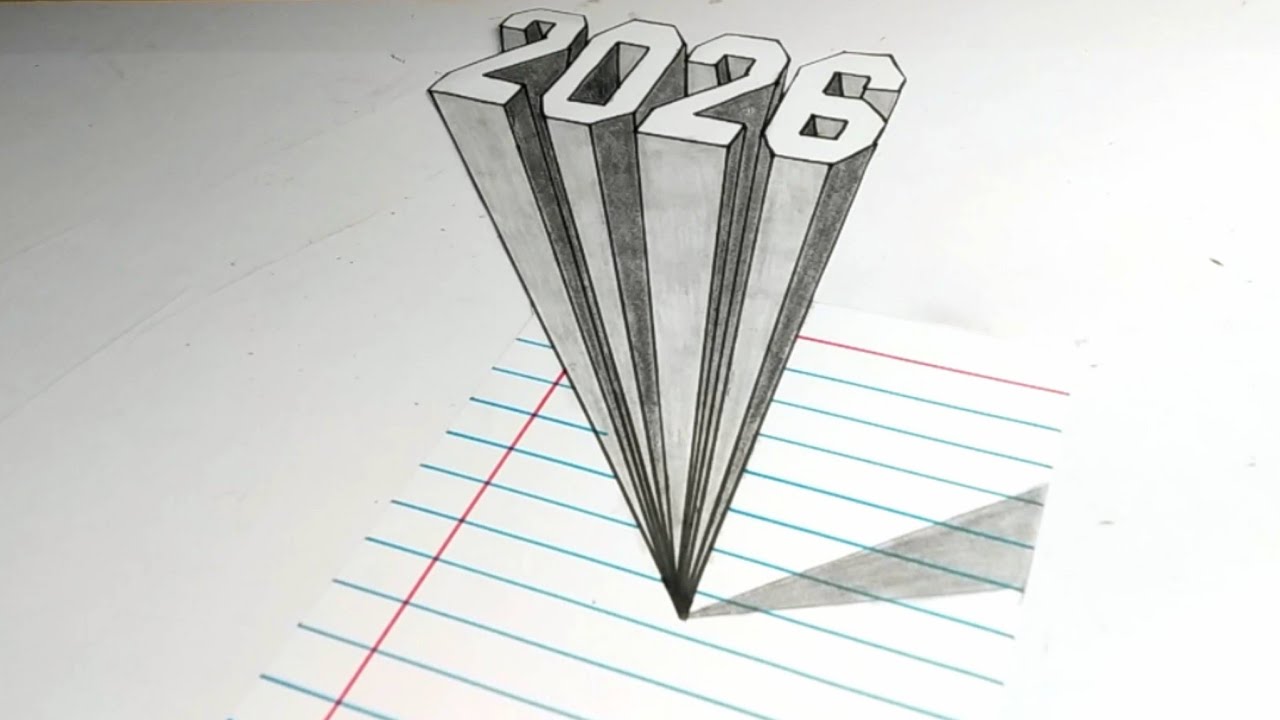 🔥How To Draw A 3D 2026 Awesome Trick Art | Pencil Drawing 😱