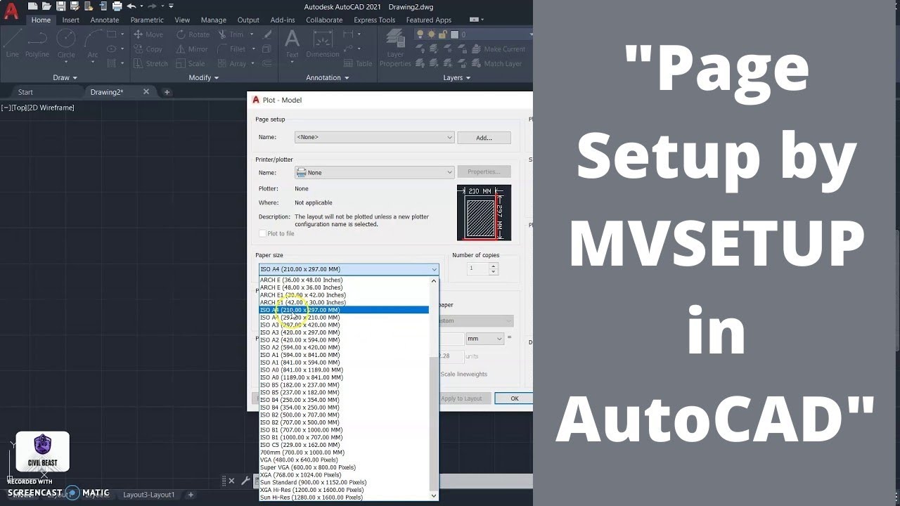 MVSETUP in AutoCAD | Page Setup in AutoCAD