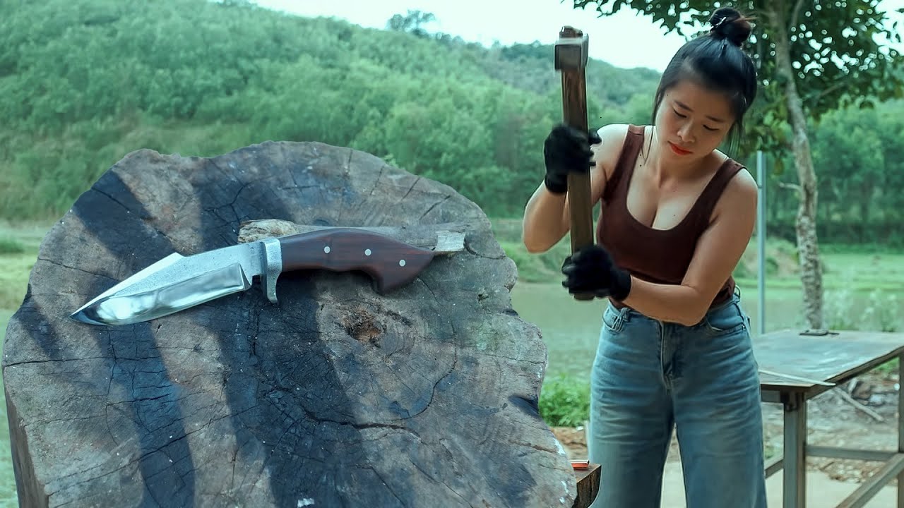 Forged Survival Knife in a Knife Making Workshop & Knife Making Process – Female Knife Maker