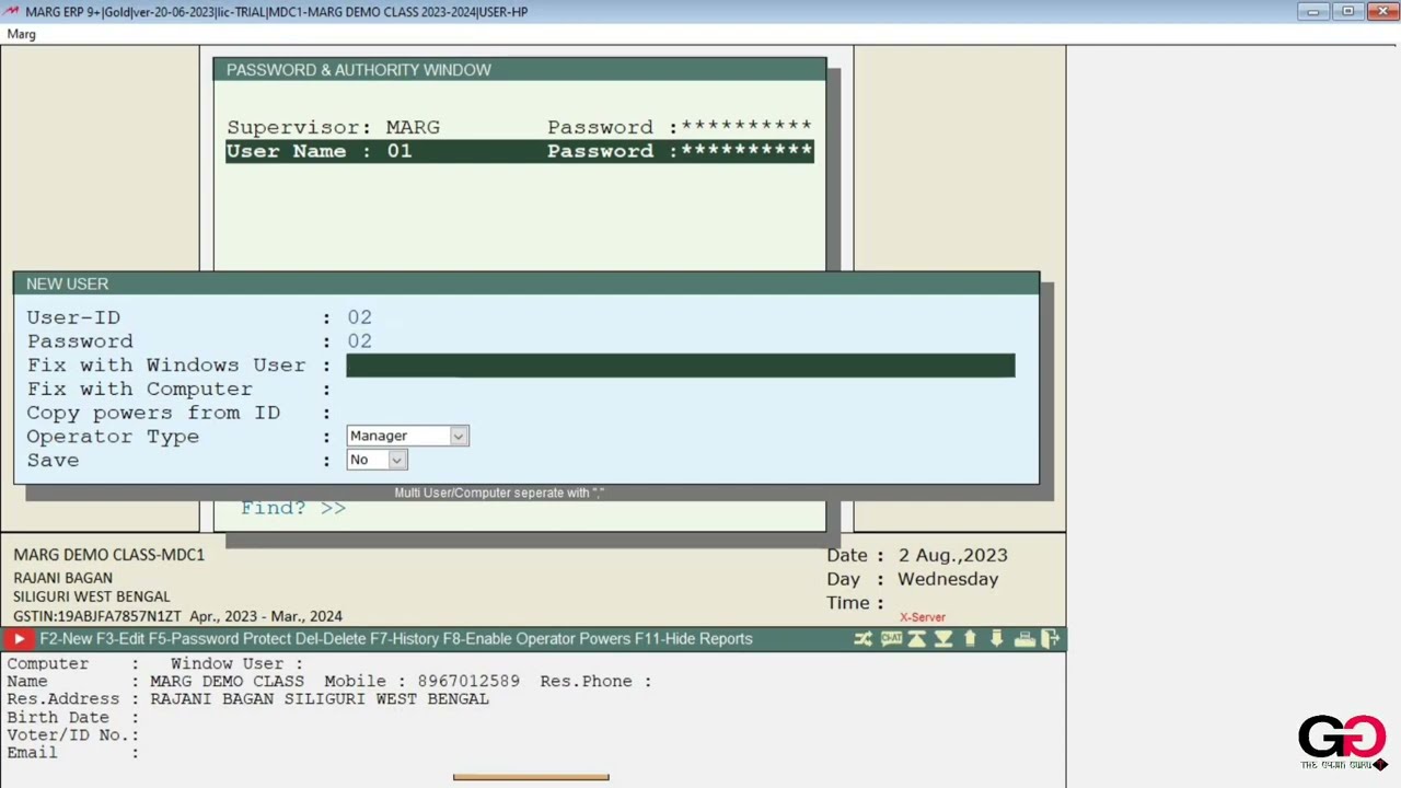 How to Enable operator id & Password in Marg Software
