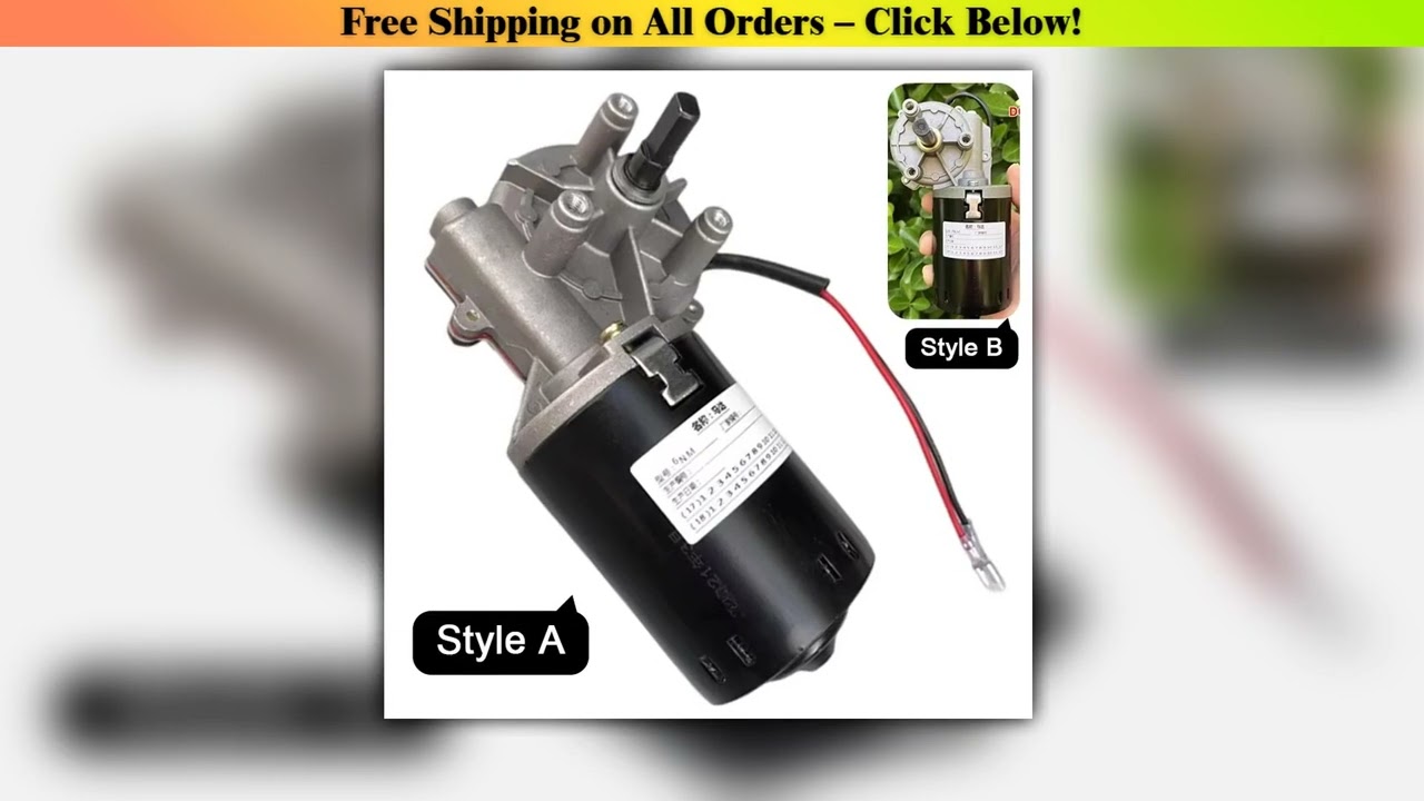 High Speed DC Worm Gear Reducer 60W 24V 52RPM Electric Reversible Self Locking Metal Gear Motor