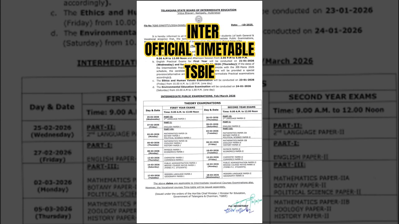 📢🚨INTER OFFICIAL TIMETABLE|#interexam #shorts #timetable #trending