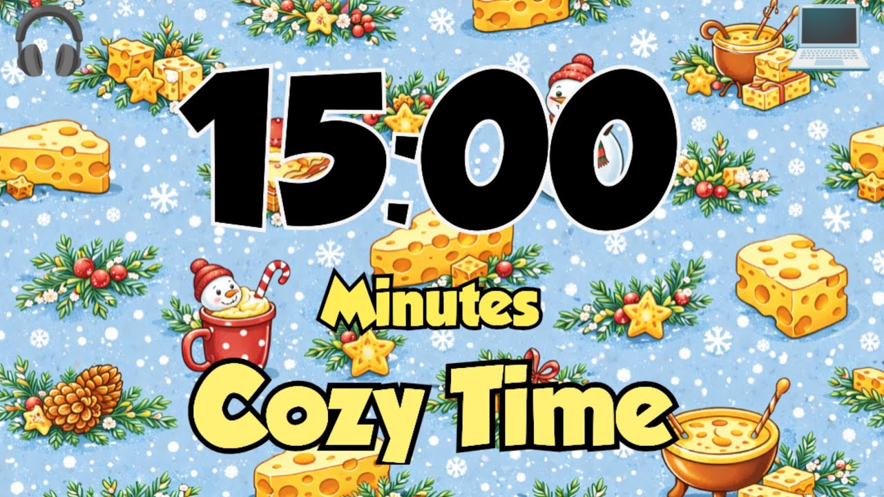 15 Minute Cozy Winter Timer ❄️ | Cute Snowman, Cheese & Hot Chocolate | Stay Focused