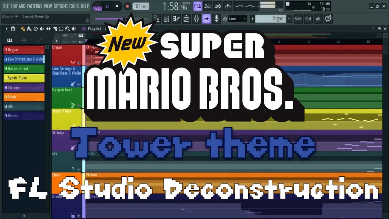 [FLP] New Super Mario Bros Tower theme FL Studio deconstruction.