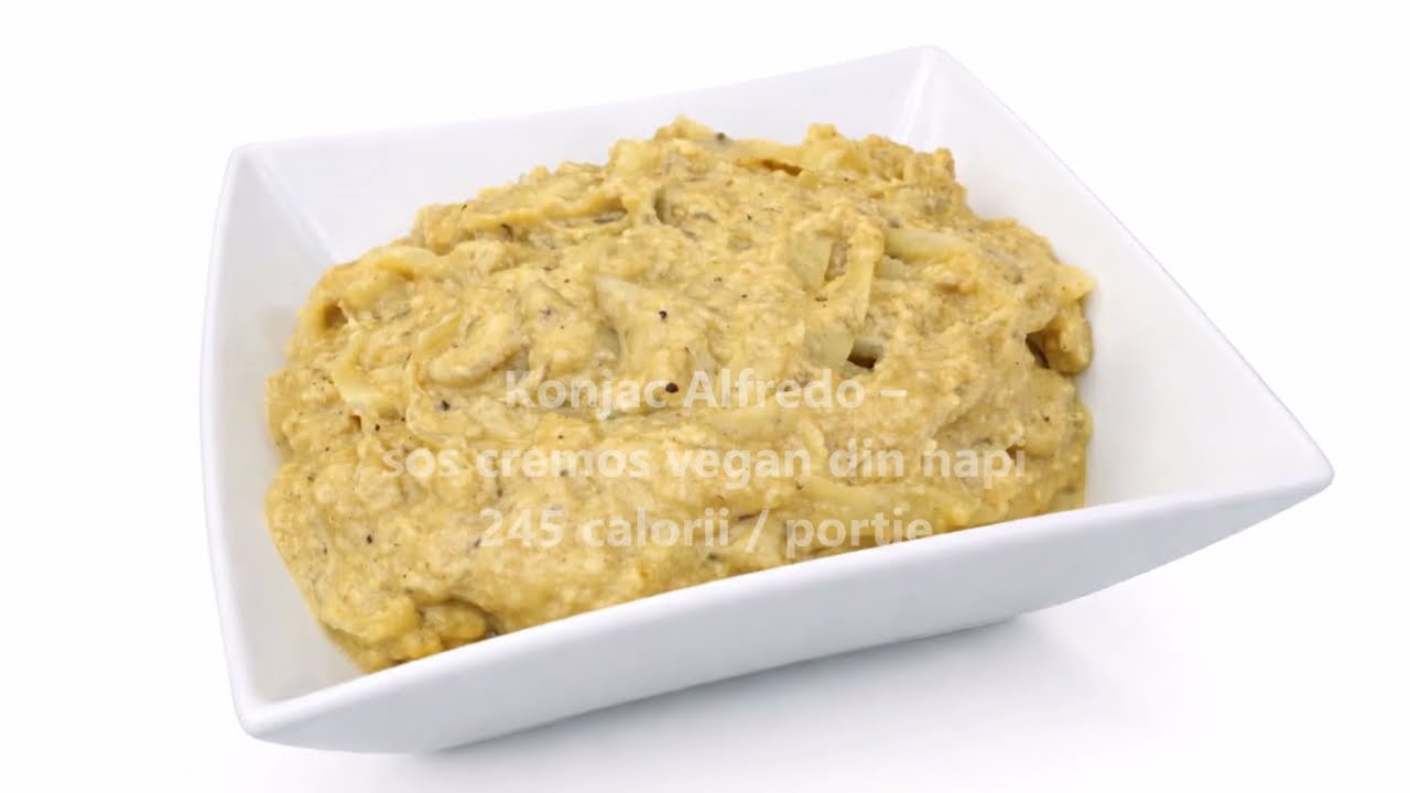 Paste Konjac cu sos alfredo / Konjac Pasta with Creamy Vegan Alfredo Sauce (245 kcal per serving)