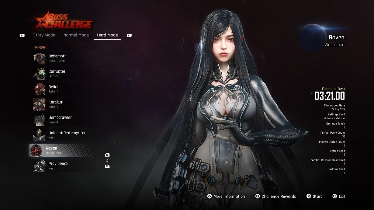 Stellar Blade Boss Challenge Hard: Raven-Skin Suit mode, Perfect Parry no Damage