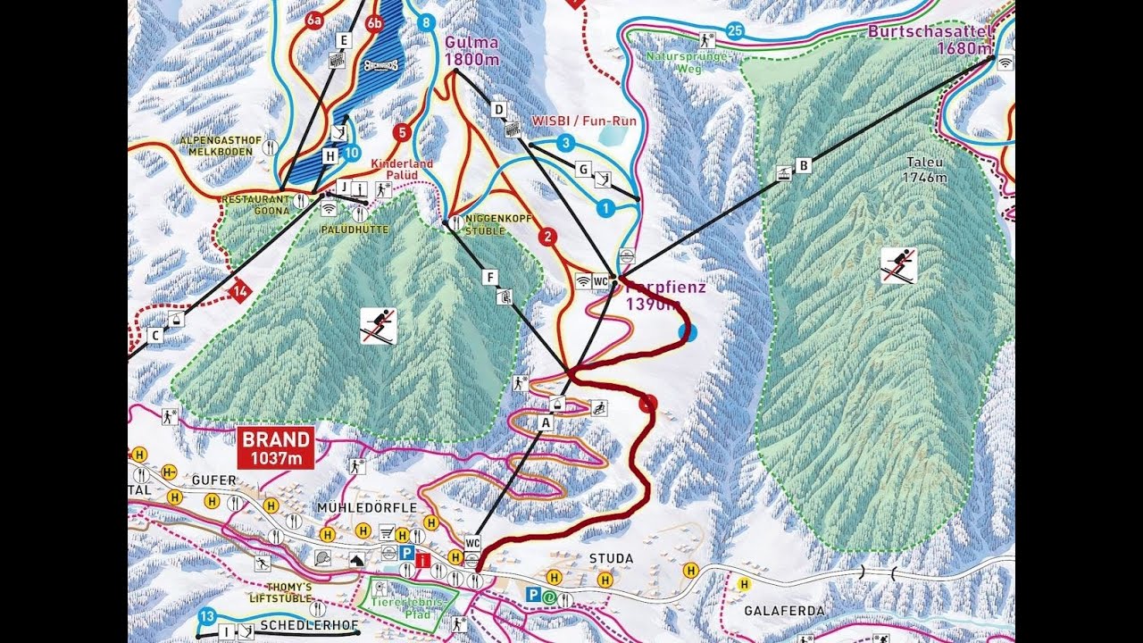 Brandnertal Piste 4 Red Dorfbahn Berg-Tal (ski video)