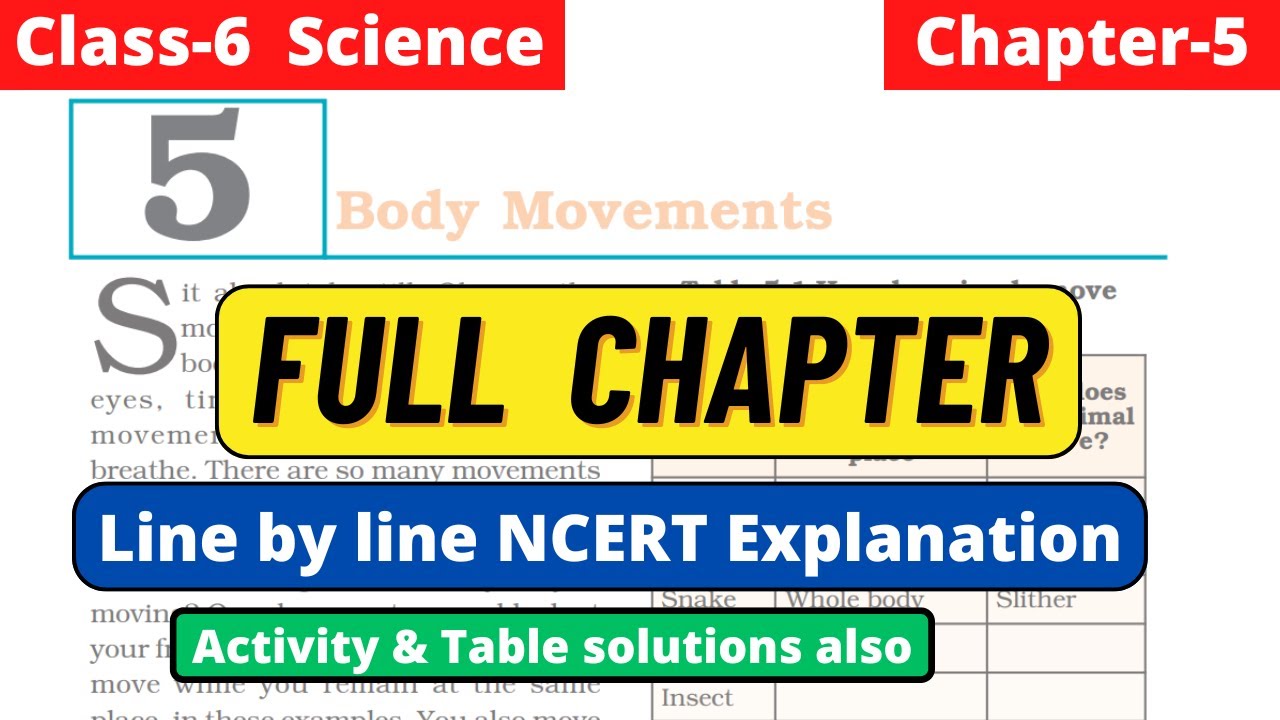 Class 6 Science Chapter 5 Body Movements Full Chapter line by line NCERT Explanation | 