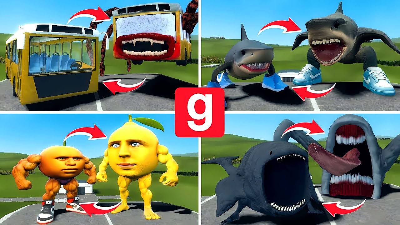 Everything turning into Monster: Bus Eater, Tralala Phase, The Bloop Monster, MonMonMonLeMon in GMod