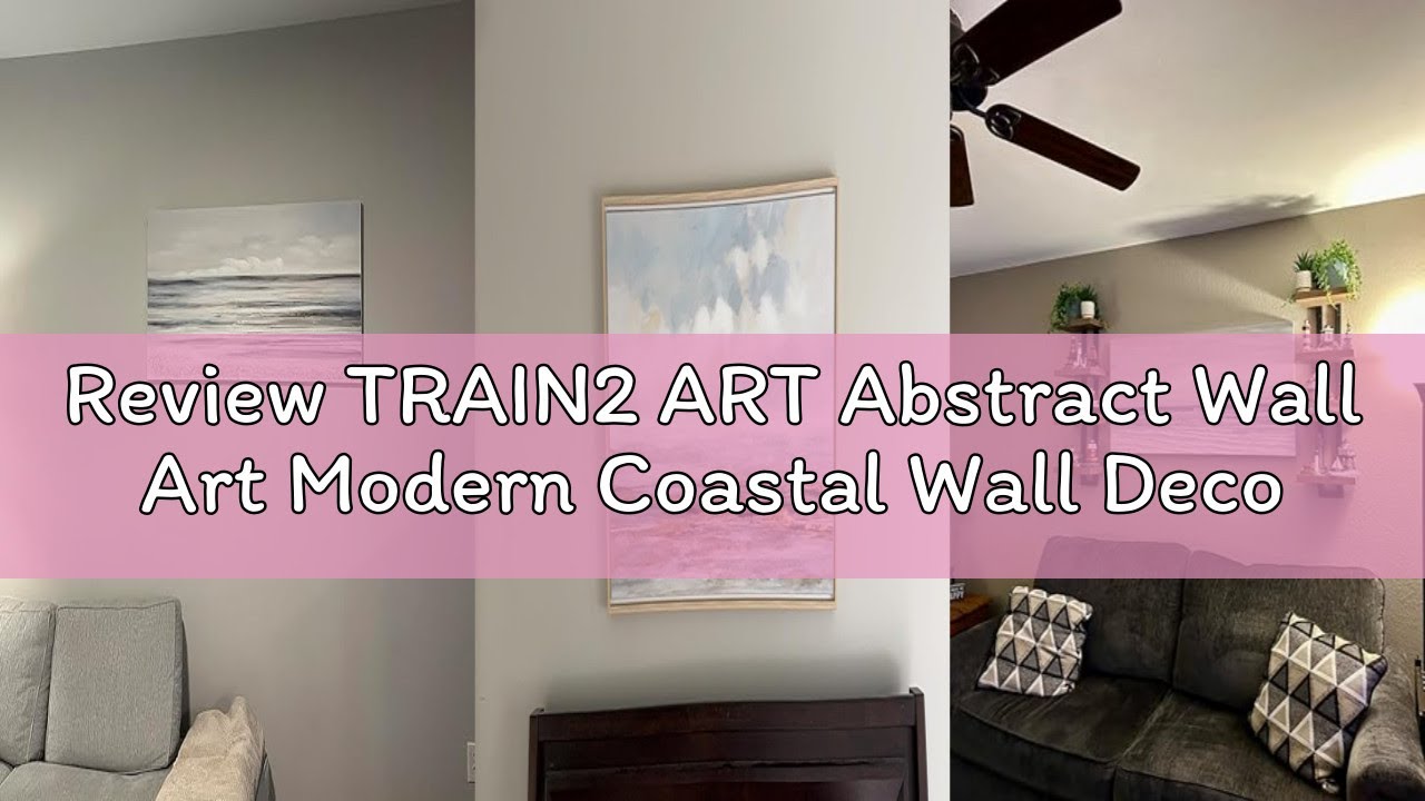 Review TRAIN2 ART Abstract Wall Art Modern Coastal Wall Decor Textured Blue and White Sea Background