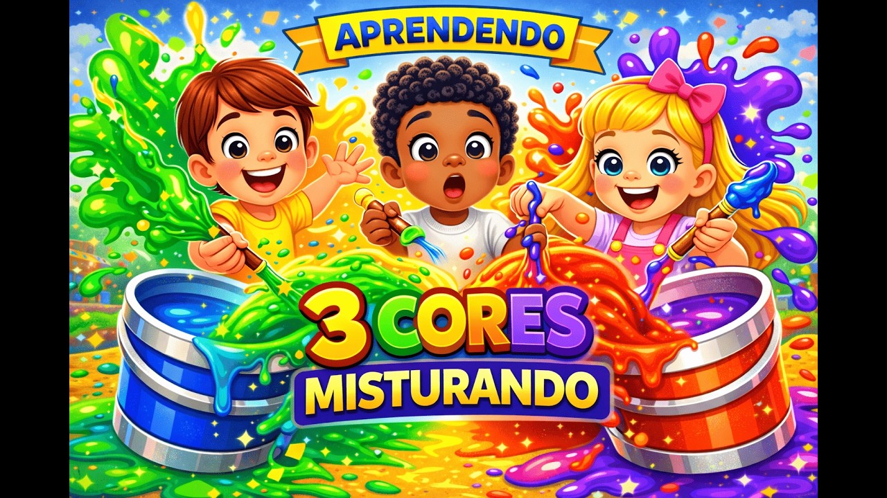 Misturando Cores 🌈 Aprenda Verde, Laranja e Roxo | Música Educativa Infantil